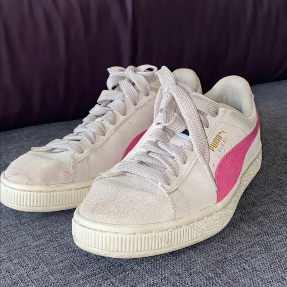 Pink and grey puma sneakers